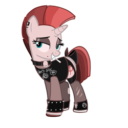 Size: 1266x1266 | Tagged: safe, oc, oc only, oc:scarlet rebel, pony, unicorn, anarchy, base used, cigarette smoke, clothes, collar, punk, solo, stockings, thigh highs