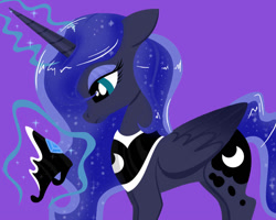 Size: 1000x800 | Tagged: safe, artist:eriarte, princess luna, alicorn, pony, crown, jewelry, lidded eyes, looking down, magic, regalia, solo, telekinesis