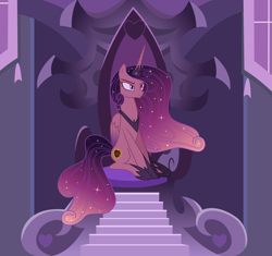 Size: 9644x9049 | Tagged: safe, artist:bubblestormx, princess cadance, alicorn, pony, absurd resolution, ethereal mane, nightmare, nightmare cadance, nightmarified, solo, throne