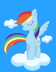 Size: 4500x5700 | Tagged: safe, artist:disneygirl52, rainbow dash, pegasus, pony, absurd resolution, blue background, cloud, simple background