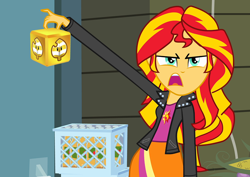 Size: 1016x720 | Tagged: safe, edit, sunset shimmer, equestria girls, assist block, exploitable meme, meme, solo, sunset is disgusted, super mario 3d land, super mario bros.