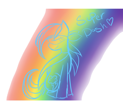 Size: 900x800 | Tagged: safe, artist:voidless-rogue, rainbow dash, pegasus, pony, blue coat, female, mare, multicolored mane, outline, rainbow, solo