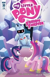 Size: 932x1414 | Tagged: safe, artist:agnesgarbowska, idw, princess cadance, twilight sparkle, twilight sparkle (alicorn), alicorn, cyborg, pony, robot, spoiler:comic, spoiler:comicff30, cover, female, mare, ponified, rom, rom spaceknight