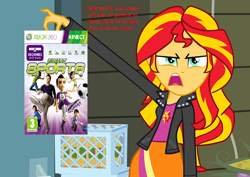 Size: 800x567 | Tagged: safe, edit, edited screencap, screencap, sunset shimmer, equestria girls, exploitable meme, kinect sports, meme, rareware, sunset is disgusted, text, video game