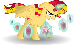 Size: 4877x3000 | Tagged: safe, artist:theshadowstone, sunset shimmer, alicorn, pony, absurd resolution, alicornified, element of generosity, element of honesty, element of kindness, element of laughter, element of loyalty, element of magic, elements of harmony, magic, race swap, shimmercorn, simple background, solo, transparent background, vector