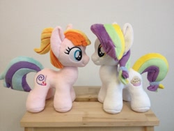 Size: 960x720 | Tagged: safe, artist:burgunzik, coconut cream, toola roola, earth pony, pony, fame and misfortune, duo, duo female, female, filly, irl, photo, plushie