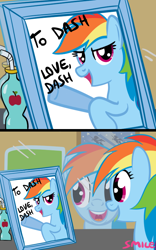 Size: 500x800 | Tagged: safe, artist:smile, rainbow dash, pegasus, pony, autograph, kanye west, narcissism, parody, self ponidox