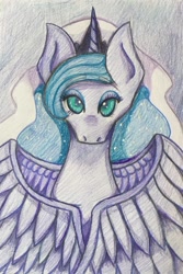 Size: 1024x1531 | Tagged: safe, artist:sachanart, princess luna, alicorn, pony, colored pencil drawing, princess of the night, solo, traditional art