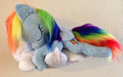 Size: 1280x798 | Tagged: safe, artist:pinkamoone, rainbow dash, cloud, irl, photo, plushie, sleeping, solo