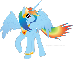 Size: 3003x2428 | Tagged: safe, artist:spiritofthwwolf, rainbow dash, alicorn, pony, elements of harmony, race swap, rainbowcorn, simple background, solo, transparent background, vector