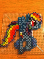 Size: 720x960 | Tagged: safe, artist:allysoncarver, rainbow dash, pegasus, pony, blue coat, female, mare, multicolored mane, perler beads, photo, solo