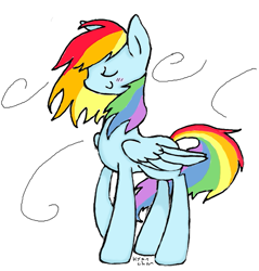 Size: 521x544 | Tagged: safe, artist:kyanchan, rainbow dash, pegasus, pony, blue coat, female, mare, multicolored mane