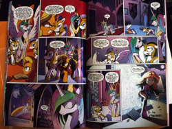 Size: 1600x1200 | Tagged: safe, artist:andypriceart, idw, nightmare moon, princess celestia, sunset shimmer, pony, equestria girls, spoiler:comic, official comic, royal guard