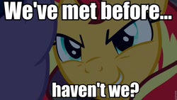 Size: 960x540 | Tagged: safe, edit, edited screencap, screencap, sunset shimmer, twilight sparkle, pony, equestria girls, equestria girls (movie), image macro, lost highway, text