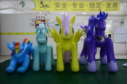 Size: 720x479 | Tagged: safe, fluttershy, lyra heartstrings, princess luna, rainbow dash, bootleg, hongyi, inflatable, irl, iwtcird, photo