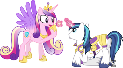 Size: 10770x5970 | Tagged: safe, artist:90sigma, princess cadance, shining armor, alicorn, pony, unicorn, absurd resolution, female, magic, male, marriage proposal, ring, shiningcadance, shipping, simple background, straight, telekinesis, transparent background, vector