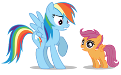 Size: 316x197 | Tagged: safe, artist:mixermike622, rainbow dash, scootaloo, pegasus, pony, simple background, transparent background, vector