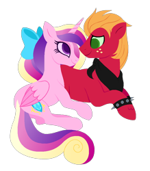 Size: 818x934 | Tagged: safe, artist:carouselunique, big macintosh, princess cadance, alicorn, earth pony, pony, 80s, cadmac, male, shipping, stallion, straight, teen princess cadance, teenager