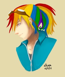 Size: 1104x1303 | Tagged: safe, artist:silverspiralfox, rainbow dash, goggles, humanized, solo