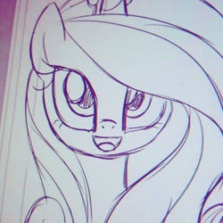 Size: 720x720 | Tagged: safe, artist:agnesgarbowska, princess cadance, alicorn, pony, monochrome, sketch, solo