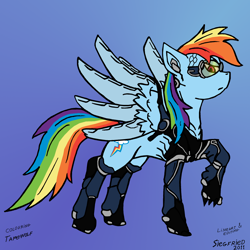 Size: 1200x1200 | Tagged: safe, artist:rengaulen, artist:siegfriednox, rainbow dash, cyborg, pegasus, pony, crossover, deus ex, deus ex: human revolution, solo