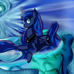 Size: 1200x1200 | Tagged: safe, artist:marshbreeze, princess luna, alicorn, pony, dream walker luna, looking at you, prone, solo