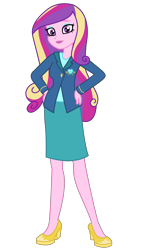 Size: 3200x5550 | Tagged: safe, artist:razethebeast, dean cadance, princess cadance, equestria girls, friendship games, absurd resolution, clothes, flash puppet, hand on hip, high heels, looking at you, simple background, skirt, solo, transparent background, vector, vest