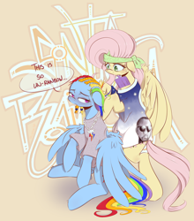 Size: 1280x1455 | Tagged: safe, artist:balooga, fluttershy, rainbow dash, pegasus, pony, alternate hairstyle, cornrows, gangsta, headband