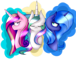 Size: 3642x2817 | Tagged: safe, artist:0darky0, princess cadance, princess celestia, princess luna, alicorn, pony, alicorn triarchy, royal sisters