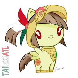 Size: 1500x1500 | Tagged: safe, artist:archooves, oc, oc:tailcoatl, pegasus, pony, aztec, cute, cutie mark crew, female, mare, mexico, nation ponies, ponified, simple background, solo, toy, transparent background