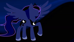 Size: 1600x900 | Tagged: safe, artist:styroponyworks, princess luna, alicorn, pony, minimalist, solo, wallpaper