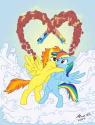 Size: 683x901 | Tagged: safe, artist:lion-ryder, blaze, rainbow dash, soarin', spitfire, pegasus, pony, female, lesbian, shipping, spitdash, wonderbolts