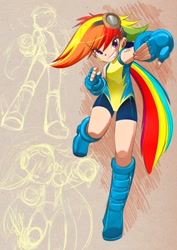 Size: 800x1132 | Tagged: safe, artist:bleedman, rainbow dash, armpits, humanized, wonderbolt trainee uniform, wonderbolts