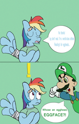 Size: 1800x2820 | Tagged: safe, artist:the-man-of-tomorrow, rainbow dash, pegasus, pony, comic, crossover, luigi, mama luigi, nintendo, super mario bros., super mario bros. super show