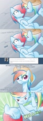 Size: 800x2242 | Tagged: safe, artist:feather, rainbow dash, pegasus, pony, ask rainbow danger dash, blue coat, female, mare, multicolored mane, solo, tumblr