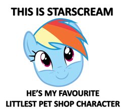 Size: 1195x1040 | Tagged: safe, rainbow dash, pegasus, pony, troll, cowboy bebop at his computer, fail, littlest pet shop, starscream, transformers