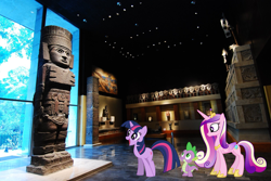 Size: 1485x994 | Tagged: safe, artist:reaver75, princess cadance, spike, twilight sparkle, female, irl, male, mexico, mexico city, museum, photo, ponies in real life, straight, vector
