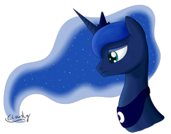 Size: 2300x1800 | Tagged: safe, artist:cloudy95, princess luna, alicorn, pony, bust, portrait, simple background, solo, transparent background