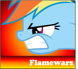 Size: 250x222 | Tagged: safe, rainbow dash, pegasus, pony, blue coat, female, flamewar, mare, multicolored mane, solo, spoilered image, spoilered image joke