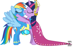 Size: 8090x5280 | Tagged: safe, artist:90sigma, rainbow dash, twilight sparkle, pegasus, pony, absurd resolution, big crown thingy, female, kissing, lesbian, shipping, simple background, transparent background, twidash, vector, wonderbolts uniform