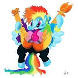 Size: 894x894 | Tagged: safe, artist:chiapetofdoom, rainbow dash, pegasus, pony, guitar, metal, tenacious d