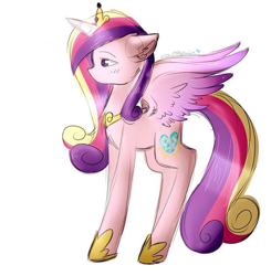 Size: 1477x1506 | Tagged: dead source, safe, artist:sodaswirlofficial, princess cadance, alicorn, pony, doodle, simple background, solo