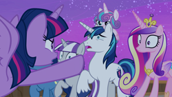 Size: 1920x1080 | Tagged: safe, screencap, night light, princess cadance, princess flurry heart, shining armor, twilight sparkle, twilight sparkle (alicorn), twilight velvet, alicorn, pony, unicorn, once upon a zeppelin