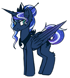 Size: 2125x2365 | Tagged: safe, artist:ruef, princess luna, alicorn, pony, alternate design, alternate hairstyle, bandana, next generation, simple background, solo, transparent background