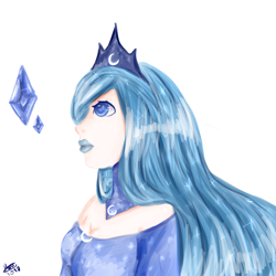 Size: 1000x1000 | Tagged: safe, artist:haru-chanuwu, princess luna, human, humanized, simple background, solo, white background