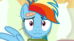 Size: 1280x721 | Tagged: safe, screencap, rainbow dash, pegasus, pony, read it and weep, scrunchy face, wavy mouth