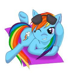 Size: 1100x1200 | Tagged: safe, artist:do-it-yourself, rainbow dash, pegasus, pony, blue coat, female, mare, multicolored mane, solo, sunglasses