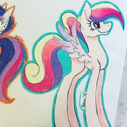 Size: 3024x3024 | Tagged: safe, artist:jean-the-horse, princess cadance, alicorn, pony, pegasus cadance, solo, traditional art