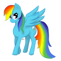 Size: 900x900 | Tagged: safe, artist:furybeginner, rainbow dash, pegasus, pony, blue coat, female, mare, multicolored mane