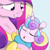 Size: 1200x1200 | Tagged: safe, artist:ramott, princess cadance, princess flurry heart, alicorn, pony, baby, baby blanket, baby pony, cradling, female, holding a pony, mama cadence, mother and child, mother and daughter, newborn, parent and child, sleepy, swaddling, yawn